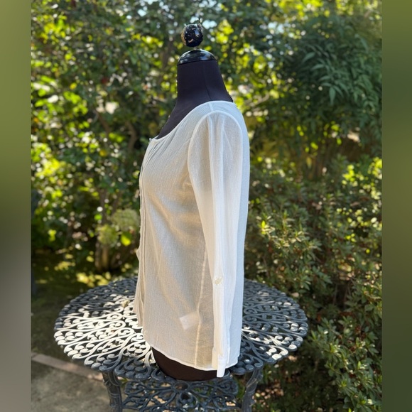 Joie pin-tucked long sleeve button-up top - size S - Picture 3 of 4